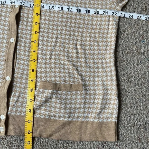 Lands End Women's XLp 18 Supima Cotton Jacquard Knit Pocket Cardigan Sweater - Picture 2 of 6